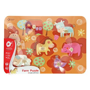 Classic World Wooden Knob Puzzle Farm