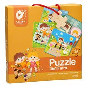 Classic World Wooden Puzzle Farm, 4in1