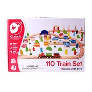 Classic World Wooden Train Set, 110 pieces.