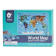 Classic World Wooden Jigsaw Puzzle World Map, 48pcs.