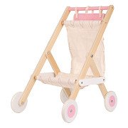 Classic World Puppenbuggy aus Holz, Weiß/Rosa