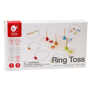 Classic World Wooden Ring Tossing Game, 12-piece.