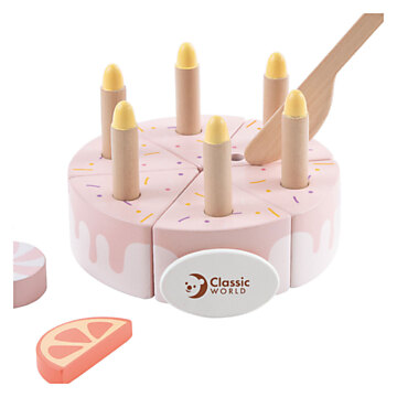 Classic World Wooden Birthday Cake with Candles, 16pcs.