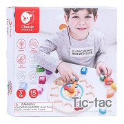 Classic World Wooden Learning Clock with Shapes Tic-Tac, 15 pcs.