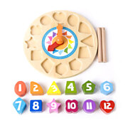 Classic World Wooden Learning Clock with Shapes Tic-Tac, 15 pcs.