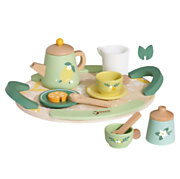 Classic World Wooden Vintage Tea Set with Tray, 14 pcs.