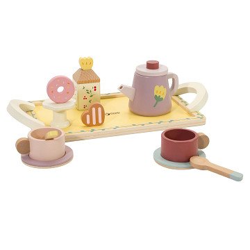 Classic World Wooden Tea Set Grace with Tray, 14 pcs.