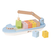 Classic World Wooden Block Boat with Crane, 13dlg.