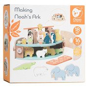 Classic World Wooden Noah's Ark Boat Building Set with Animals, 16pcs.