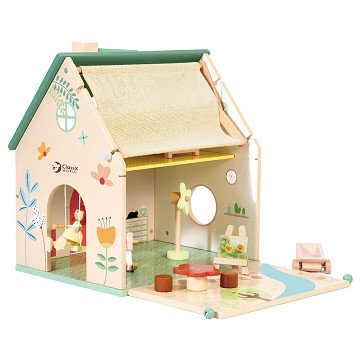 Classic World Puppenhaus aus Holz mit Garten, 10-tlg.