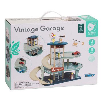 Classic World Houten Vintage Garage met Auto's, 11dlg.