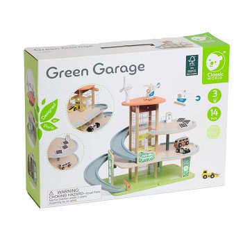 Classic World Wooden Sustainable Garage with Accessories, 19 pcs.