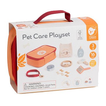 Classic World Houten Dieren Verzorgen Speelset in Tas, 16dlg.