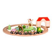 Classic World Bauernhof-Eisenbahn-Spielset aus Holz, 28-teilig.