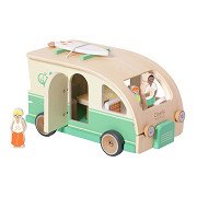 Klassischer Wohnwagen aus Holz mit Zubehör - 9-teilig.