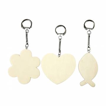Decorate your Wooden Keychain, 3 pcs.