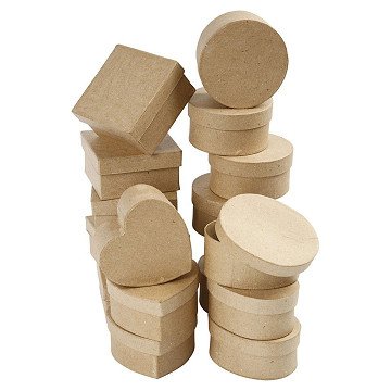 Paper mache storage boxes, 28 pcs.