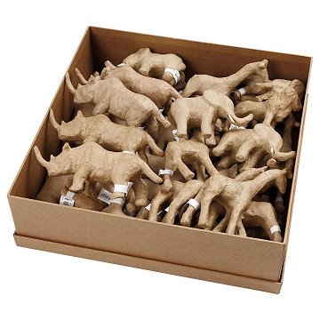 Dschungeltiere aus Pappmaché, 32 Stk.