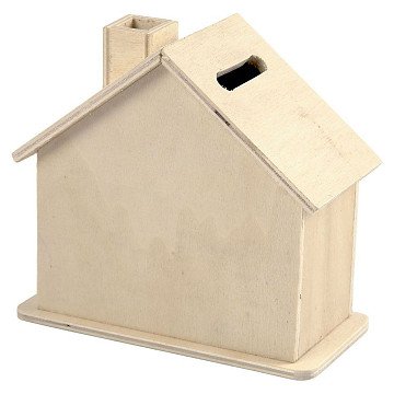 Spardose aus Holz Haus