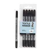 Double-sided Textile Markers - Black, 6 pcs.