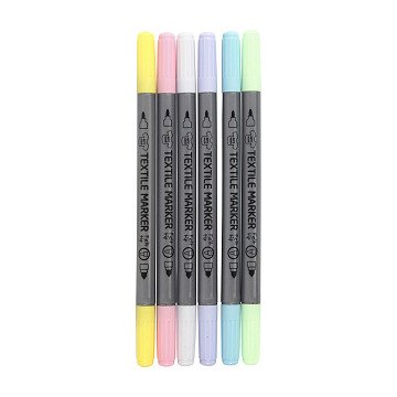 Double-sided Textile Markers - Bright Colors, 6 pcs.