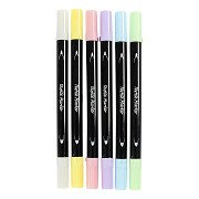 Dubbelzijdige Textielstiften - Pastel Kleuren, 6st.