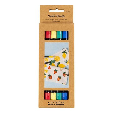 Double-sided Textile Markers Basic Colors - 6 pcs.