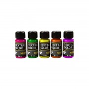 Neon Fabric Paint - Set of 5 Colors, 50ml