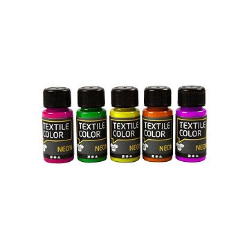 Neon Fabric Paint - Set of 5 Colors, 50ml