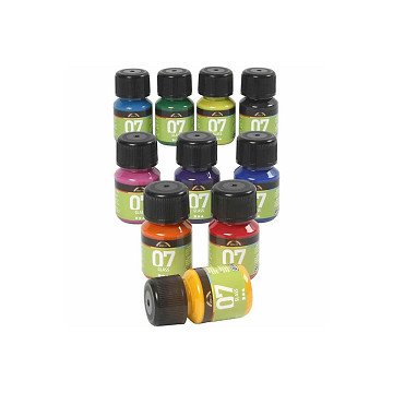 Permanent Glass Paint - Set of 10 Colors, 30ml