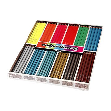 Dreieckige Buntstifte – Metallic und Neon, 144 Stück.