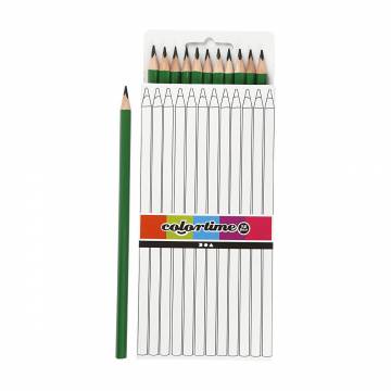 Triangular Colored Pencils - Green, 12pcs.