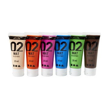 Acrylic Paint Different Colors, 02 - Matt, 6x20ml