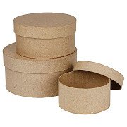 Round Paper Mache Boxes, 3 pcs.