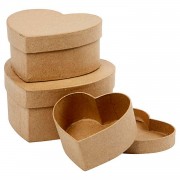 Heart Boxes Papier-mâché, 3 pcs.