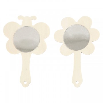 Decorate your Wooden Hand Mirror, 2pcs. 14cm