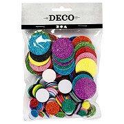 Foam Shapes Glitter Circles, 150 pcs.