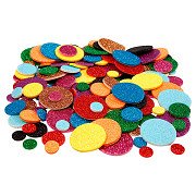 Foam Shapes Glitter Circles, 150 pcs.
