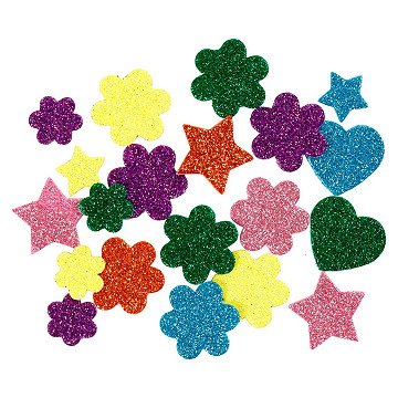 Foam shapes Glitter, 100pcs.