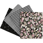 Patchwork Fabric Black 45x55cm, 4 pcs.