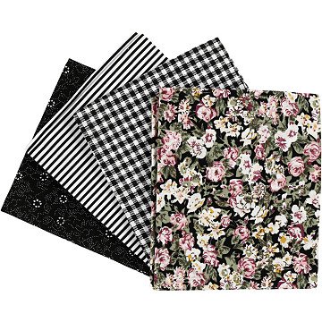 Patchwork Fabric Black 45x55cm, 4 pcs.