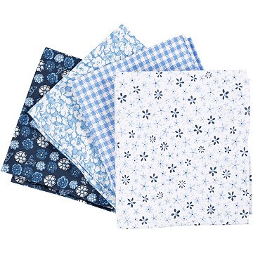 Patchworkstoff Blau 45x55cm, 4Stk.