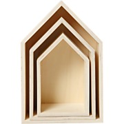 Wooden Houses with Hanging Hook, 3 pcs.
