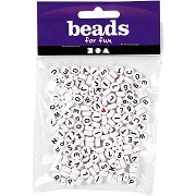 Letter beads White 7mm, 200 pcs.