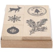 Wooden Stamp Set Christmas, 5pcs.