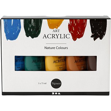 Pigment Art Acrylic Paint Natural Colors, 5x75ml