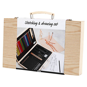 Sketch and Drawing Set in Wooden Case