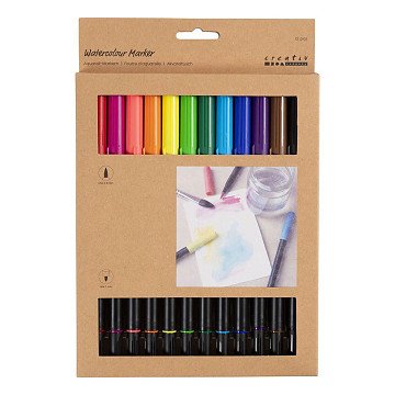 Dubbelzijdige Aquarel Marker Standaard Kleuren, 12st.
