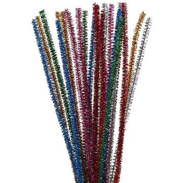 Chenille Wire Strong Colors Glitter 30cm, 24 pcs.