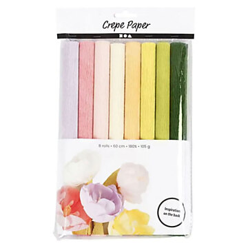 Crepe Paper Pastel Colors, 8 Sheets